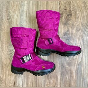 Coach Sandi Signature Winter Snow Boots Women’s 6 EUC Pink Vibram Sole